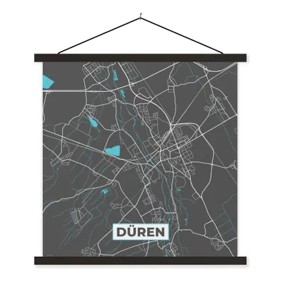 Produktbild von MuchoWow® Textilposter Deutschland - Blau - Düren - Stadtplan - Karte 40x40 cm mit schwarzem Rahmen - Fotos