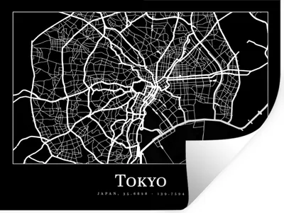 Produktbild von MuchoWow® Wandtattoo Wandsticker Wandaufkleber Karte - Tokio - Stadtplan - Karte 40x30 cm Selbstklebend und Repositionierbar - Faltenfrei