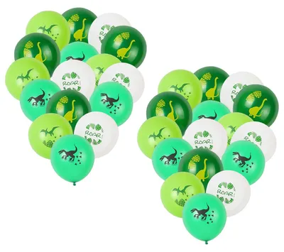 32 Dinosaurier-Luftballons, 30 cm, Latex, bunt, Partydeko