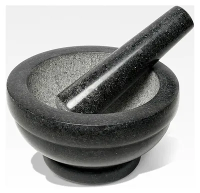 Produktbild von Mörser- und Stößelset aus Granit ⌀ 16 cm – Zum Zerkleinern, Mahlen und Zubereiten von Kräutern, Gewürzen und Pesto – Robustes Küchenwerkzeug für traditionelle Zubereitung