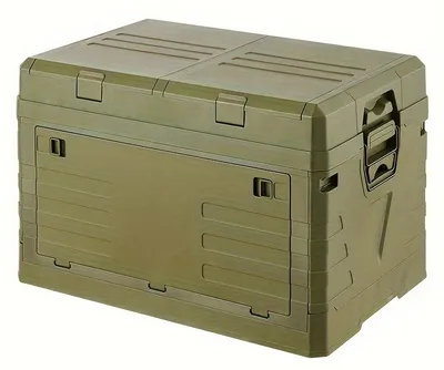 Produktbild von Faltbare Aufbewahrungsbox Outdoor Auto Camping Stapelbare Kunststoffbox mit Deckel Tragegriffen Klappbox Organizer, Olivgrün