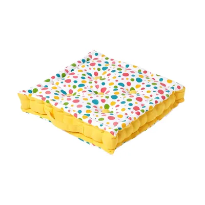 Produktbild von HOMESCAPES Sitzkissen Polka Dots Bunt 100% Baumwolle, 40 x 40 x 10 cm