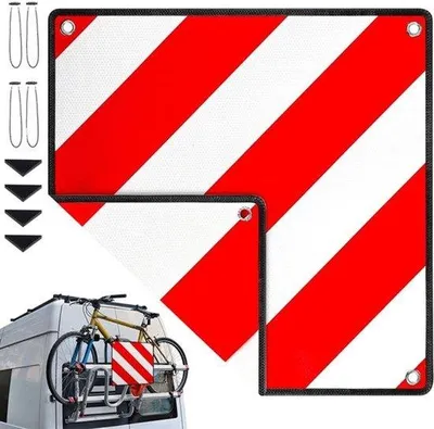 Image de Panneau de signalisation italien, 50 x 50 cm, plaque en aluminium réfléchissant, avec 4 bandes réfléchissantes, pour supports de vélos
