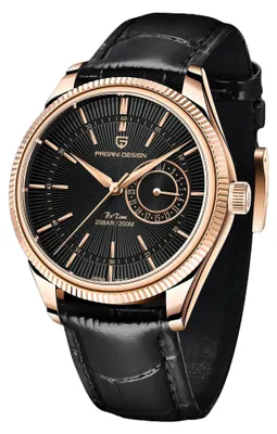 Immagine prodotto di Orologio da uomo Pagani Design Claviole, movimento al quarzo, cinturino in vera pelle, colore nero / rosa oro