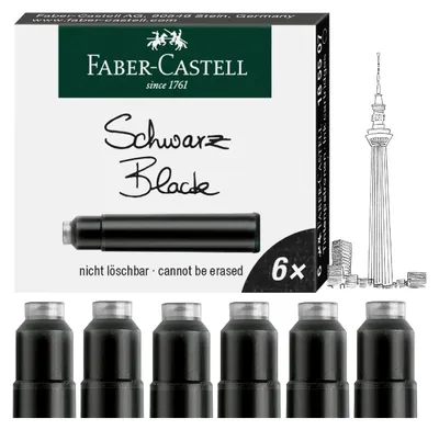 Produktbild von Faber-Castell Tintenpatronen Standard schwarz, Schwarz, 6 Stück(e), Schwarz