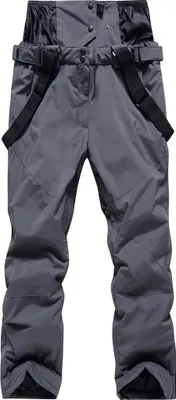Produktbild von ASKSA Unisex Skihose Wasserdicht Gefuettert Hosentraeger Outdoorhose Winddicht Snowboardhose, Grau, S