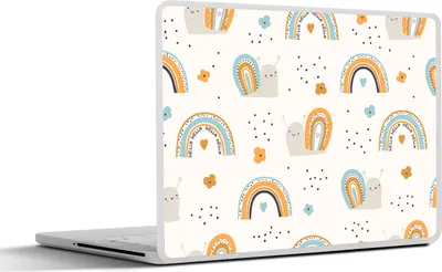 Produktbild von MuchoWow® Laptop Aufkleber Sticker Cover Tiere - Muster - Regenbogen - Blumen 30x21 cm - Sticker für Laptop - Selbstklebend