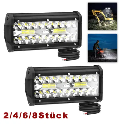 Obrázok produktu pre Sada 120W LED pracovných svetlometov značky YARDIN, 8 kusov, farba svetla 6000K-6500K, krytie IP67, univerzálne osvetlenie pre terénne vozidlá, napätie 10-30V DC