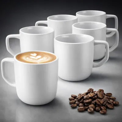 Produktbild von Kaffeetassen 6er Set Tassen Kaffeebecher Kaffeetasse Weiß Becher Tasse 300ml