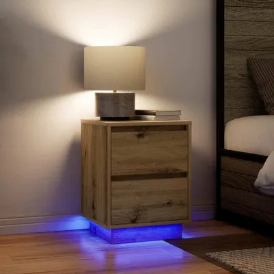 Obrázek produktu pro vidaXL Noční stolky s LED světly 2 ks. Artisan dub 38x34x50 cm