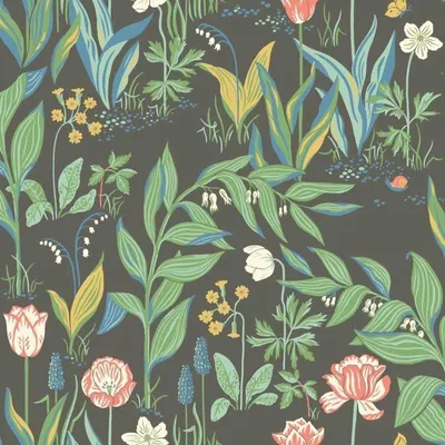 Obrázok produktu pre Borastapeter Tapeta kvety v čiernej a zelenej farbe - 660424 - 53 cm x 10,05 m