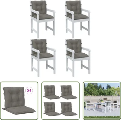 Image de The Living Store - 4 coussins pour fauteuils bas, gris foncé, 100 x 50 x 7 cm, tissu