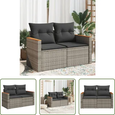 Immagine prodotto di The Living Store Divano da giardino a 2 posti con cuscini in Poly Rattan grigio