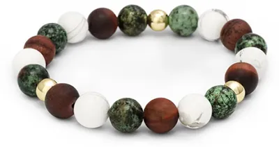 Image de Bracelet en perles d'howlite Bull's Eye Turquoise MINK166/17