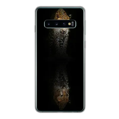Produktbild von MuchoWow® Handyhülle Schutzhülle Hülle für Samsung Galaxy S10 Leopard - Reflexion - Schwarz Silikon Softcase Handy Hülle - Handytasche