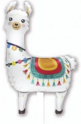 Zdjęcie produktu dla Balon Foliowy - Lama na patyk 37 cm