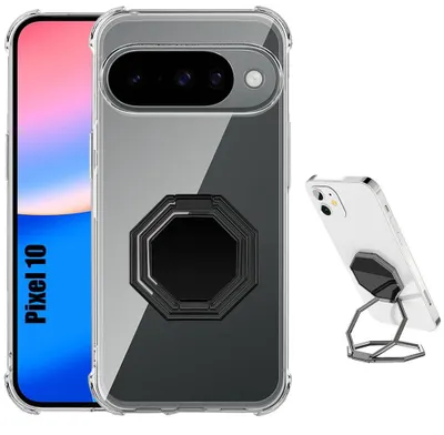 Image de Coque pour Google Pixel 10, Protection Silicone Transparent Antichoc avec Support Ajustable