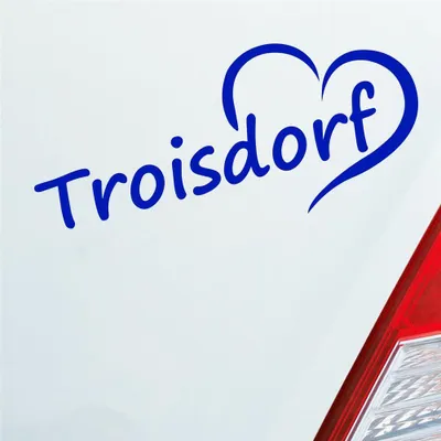 Produktbild von Auto Aufkleber Troisdorf Herz Stadt City Liebe Love Heart 18x8 cm Dunkelblau Sticker Heckscheibenaufkleber