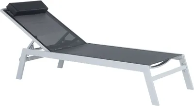 Zdjęcie produktu dla BELIANI Leżak ogrodowy czarny aluminium 190 x 66 cm regulowane oparcie