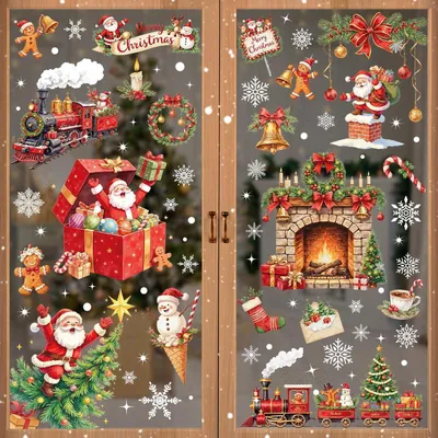 Produktbild von Weihnachts Fensterbilder 9 Blätter doppelseitig bedruckt selbstklebend 30 x 20 cm PVC