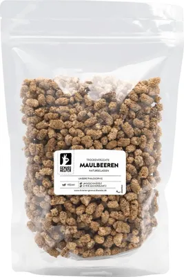 Produktbild von Maulbeeren getrocknet, ganz, ohne Zuckerzusatz & ungeschwefelt, 900g