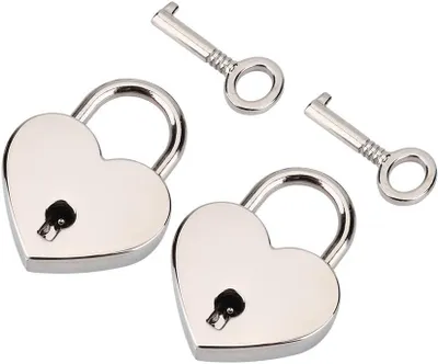 Produktbild von 2 Sets Mini Herzschloss, Vorhängeschloss für Tagebuch und Schmuckschatulle zum Valentinstag