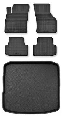 Image de Tapis en caoutchouc + bac de coffre pour Audi A3 8V 2012-2020 – 5 pièces, noirs, semi-universel, adapté