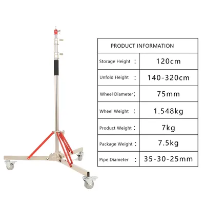 Image de Trépied pour éclairage photographique, hauteur réglable de 140 à 320 cm, capacité de charge de 50 kg, modèle SH-DJ-ZXDJ-320