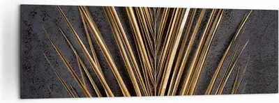 Produktbild von Bild auf Leinwand - Leinwandbild - Einteilig - Blatt golden schwarz - 160x50cm - Wand Bild - Wanddeko - Wandbilder - Leinwanddruck - Bilder - Wanddekoration - Leinwand bilder - AB160x50-5091