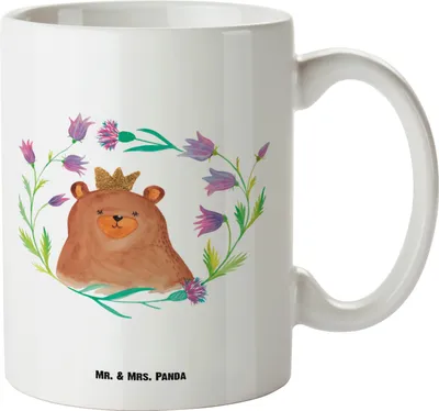 Produktbild von Mr. & Mrs. Panda Keramiktasse Bär Königin - Weiß - Geschenk, Große Teetasse, Riesenkaffeetasse, Tasse, Teebecher, Mama, Lieblingsmensch, Mutter, Teddy, Mom, Muttertag