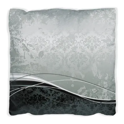 Produktbild von Wallario Premium Kissen, weiche Oberfläche, mit Motiv Grau-schwarze Schnörkelei mit Wellen, Größe: 40 x 40 cm, mit weißer Rückseite
