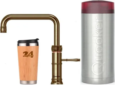 Produktbild von »QUOOKER CLASSIC FUSION Square COMBI B Messing Patina & 100°C Armatur (22CFSPTN) Spültischmischer mit 100°C Kochendwasserfunktion Inkl. Thermobecher