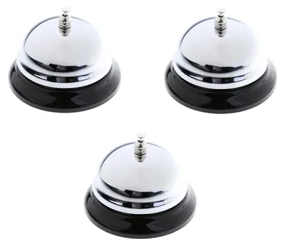 Produktbild von Tischglocke aus poliertem Metall, 3 Stück, für Restaurant und Hotel