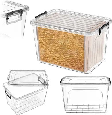Immagine prodotto di Cassetta di trasporto KADAX 30L per telai 412 x 412 mm (+/- 2 mm), cassetta di stoccaggio 48 x 33 x 28,5 cm con coperchio per la conservazione e il trasporto sicuro del miele