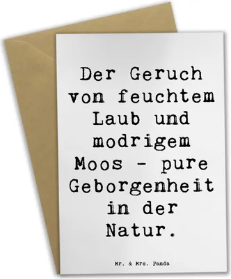 Produktbild von Mr. & Mrs. Panda Klappkarte Spruch Geborgenheit in der Natur - Weiß - Geschenk, Stimmung, hochzeitskarten, Motivation, weihnachtskarten, Mutter, entspannend, Grußkarten