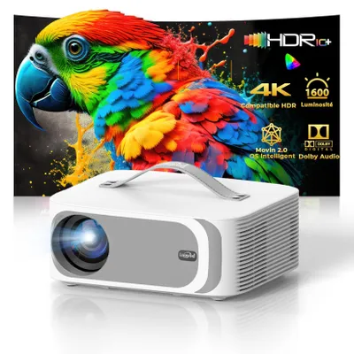 Produktbild von Videoprojektor 4 K 【Integrierte App/Dolby Audio】 1080P Nativer Videoprojektor, W