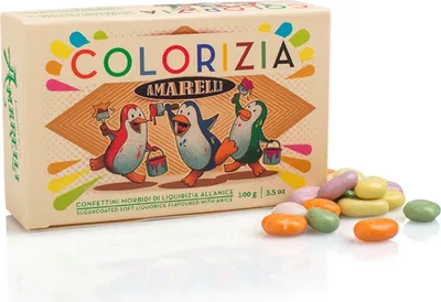 Produktbild von Amarelli Colorizia, Bunte Lakritz-Dragees mit Anis, Box, 100 g, Amarelli Italien