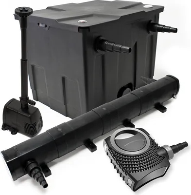 Image de Wiltec Kit complet: CBF-350 Filtre de bassin jusqu'à 12000L Biologique, NEO10000 pompe de filtration 10000l/h 80W, CUV-272 lampe uv UVC Clarificateur avec 72W, HJ-943 Pompe pour fontaine 800l/h 16W
