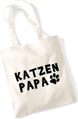 Produktbild von Huuraa Jutebeutel Katzenpapa Tapse 10 Liter Natural Baumwolle Tasche Geschenkidee