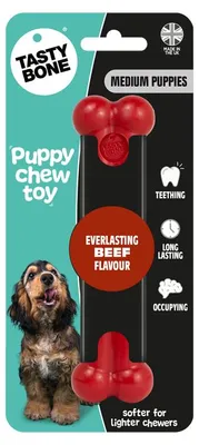 Produktbild von Tasty Bone Puppy Chew Beef – Rind – Medium – Kauknochen für Welpen