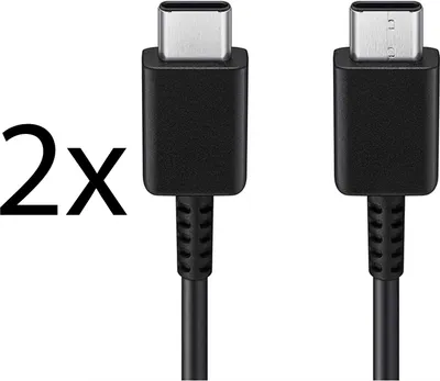 Produktbild von 2x Typ-C Schnell-Ladekabel für Original Samsung Galaxy S20 FE, S20 FE 5G Datenkabel super-schnell schwarz 1m beidseitig USB Type-C super-fast-Charging Cable