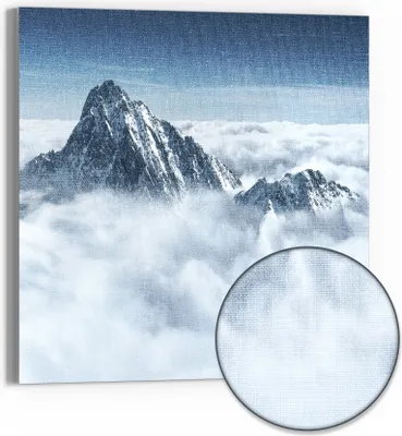 Produktbild von DEQORI Hybrid Leinwand Bild 50x50 cm 'Himmlische Gipfel' Wandbild Glas flach modern