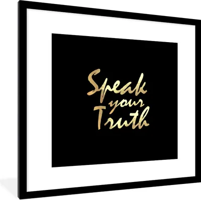 Produktbild von MuchoWow® Gerahmtes Poster Zitat - Wahrheit - Gold 40x40 cm - Poster mit Schwarzem Bilderrahmen Wandposter Rahmen Foto Bilder - Poster - Plakat im Rahmen