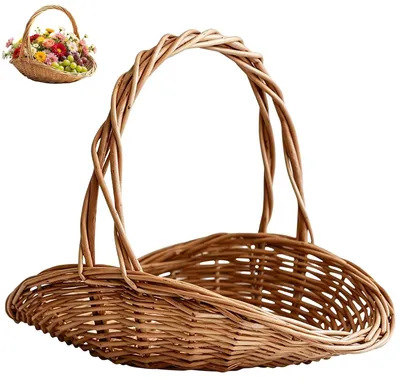 Image de Panier de récolte en osier tressé à la main, avec anse