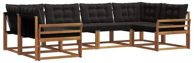 Immagine prodotto di vidaXL Set divani da esterno con cuscini 6 pezzi Naturale e Nero