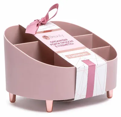 Zdjęcie produktu dla Organizer do makijażu z 6 przegródkami, o wymiarach 22,5 x 12 x 17 cm, idealny do przechowywania kosmetyków