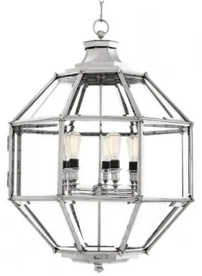 Image de Suspension lumineuse Casa Padrino de style baroque, en nickel, de luxe. Diamètre : 80 cm, hauteur : 98 cm