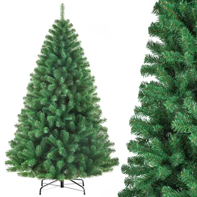 Produktbild von Vankel Weihnachtsbaum Künstlich 210 cm, Dicht & Grün, PVC Tannenbaum mit 1050 Spitzen, Lichterkette und stabilem Metallständer