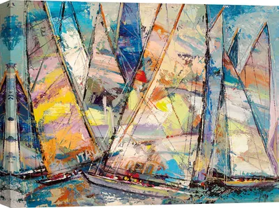 Immagine prodotto di Stampa d'arte su tela, Barche a vela - Luigi Florio, Vela al vento - 100x70 cm