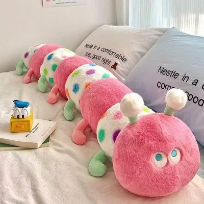 Produktbild von Sš¹?es Polka Dot Erpillar Kissen Langes Puppenspielzeug zum Schlafen, rosa 80 cm